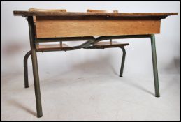 A large retro 1970's double school desk of French