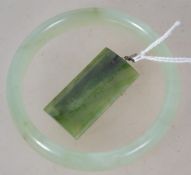 A 20th century Chinese ladies Jade bangle of round