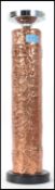 Hand made cylindrical copper lamp with interesting tactile repousse relief decoration of organic and