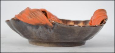 A stunning 1920's studio pottery dish of scalloped