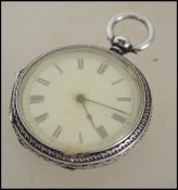 A silver hallmarked ladies pocket watch, the ename