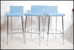 3 modernist 20th century chrome bar stools being u
