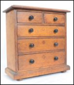 A Victorian oak / ash apprentice piece chest of dr