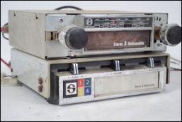 A pair of 20th century vintage Stereo 8 radiomobile eight ( 8 ) track cassette players one having MW