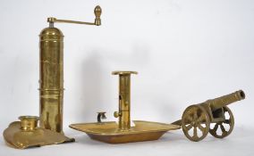 A collection of Victorian and later brass wares to