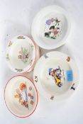 A small collection of children's retro and vintage bowls to include a Wade Noddy, a Mason's for