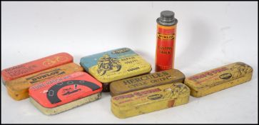 A collection of vintage bicycle tin pump repair kits to include Romac Cure C Cure, Hercules, Dunlop,