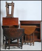A collection of furniture to include drop leaf din