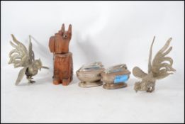 A Italian silver plated fighting cockerel figurine