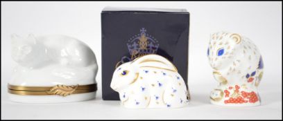 Two Crown Derby animals, a Baby Rabbit with the go