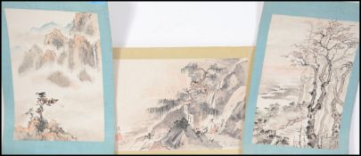 A group of three unframed Japanese water colours on silks.