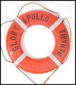 A vintage 20th century life Buoy bearing notation in black lettering Glory Apollo Panama Measures:
