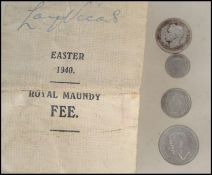 Great Britain, 1940 maundy money 4-coin set, George VI, rev. crowned denomination dividing date