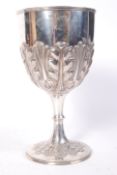 An impressive Edwardian hallmarked silver large chalice by Daniel and Arter silversmiths  having a