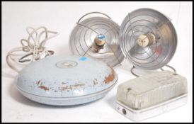 A collection of retro 20th century items to include heatlamps being ideal to convert to desk