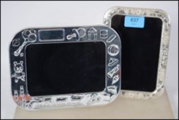 A  pair of stamped 925 easel back glazed picture f