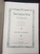 A full set of c1916 'The Great War' WWI First World War books, by HW Wilson. Each volume in red
