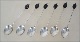 A set of 6 silver hallmarked coffee bean spoons.Ma
