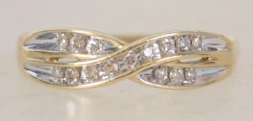 A hallmarked 9ct gold and diamond kiss crossover r