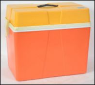 A retro 20th century two tone orange cool box / pi