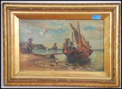 An oil on canvas painting of a continental scene b