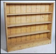 A large Victorian country pine open window bookcas
