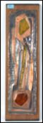 An enamel and copper metal work plaque of abstract form by Danish artist Ernst Grundtvig 1920-1994.