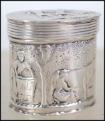 A silver Dutch hallmarked snuff pot with hinged li