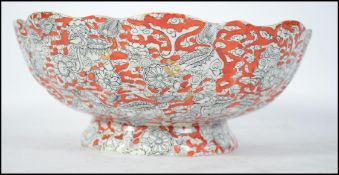 An unusual Masons Ironstone large  ceramic fruit bowl with decorative ochre red all over design
