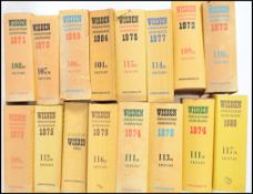 A collection of 16x vintage Wisden Cricket Almanacs / Anthologies. 1960's - 1980's. All yellow