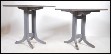 A pair of unusual Parker knoll teak wood pedestal