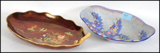 A Carlton ware Rouge Royale type dish of oval form
