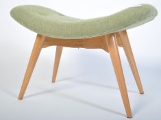 After Finn Juhl, a stunning footstool - ottoman window seat being raised on tapering turned legs
