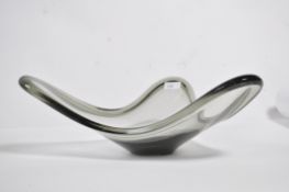 Per Lutken ( 1916-1998 ) for Holmegaard: a clear glass bowl of irregular circular form with a slight