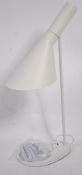 After Arne Jacobsen for Louis Poulsen 1960's, A retro white AJ desk lamp. Comprising of a tilting