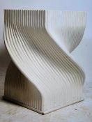 A large 1980's contemporary designer plinth bust / plant stand. The wooden bentwood twisted body