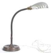 An early 20th century gooseneck anglepoise oyster shell pendant desk lamp / light. Raised on cast