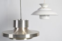 A small 20th century white metal UFO - Space age ceiling light in the manner of Poul Heningsen