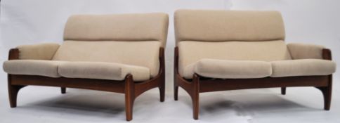 A 1960's mid century Danish teak modular ' twin ' sofa settee. Believed to be originally from