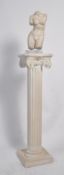 A large plaster column bust stand of neo-classical form surmounted atop with a 3/4 plaster study