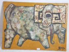 A stunning retro 20th century 1960's unframed abstract picture of a goat in the style of Picasso,