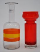 A retro mid century Holmegaard  gulvase smoked glass vase of ovoid form together with a