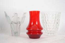 A group of vintage 20th century retro studio art glass to include a Dartington frosted glass 6