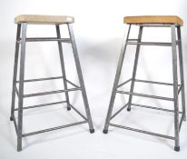 A pair of 1970's retro 20th century Industrial / school gymnastics pommel horse / horses  in