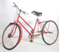 A rare mid century retro French adults tricycle - trike in red original paint with black leather