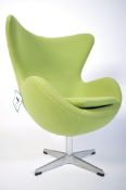 A fabulous childrens sized Arne Jacobsen for Fritz Hansen style green egg chair - armchair. The