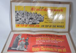 A pair of non matching mid 20th century industrial  advertising motivational employment posters. The