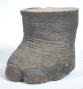 A late 19th century taxidermy elephants foot stool ( footstool ), with pine top. Measures 40cm