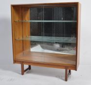 Mid-century Danish inspired teak mirror backed glass display cabinet on graudrille style legs in the