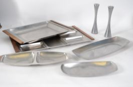 A good group of 20th century retro Danish and Italian stainless steel wares to include an Alessi